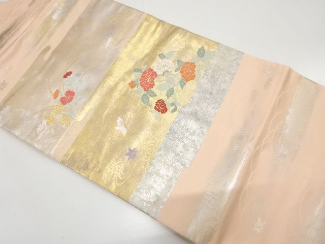 JAPANESE KIMONO / NAGOYA OBI / WOVEN PEONY & BUTTERFLY